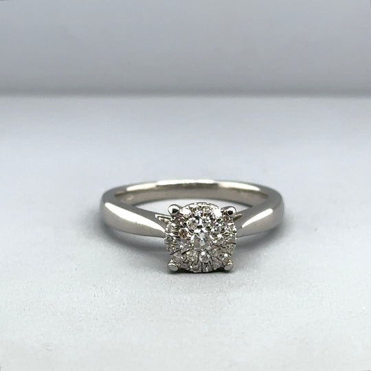 18ct White Gold Diamond Cluster Ring (c. 0.25ct) - Size M
