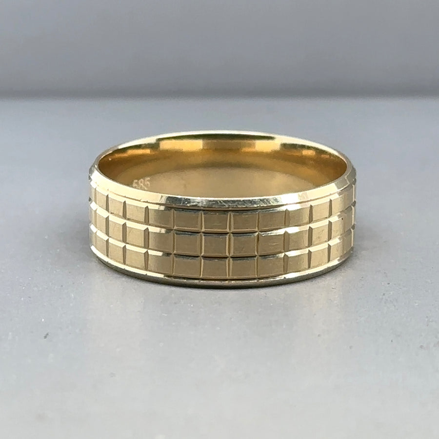 14ct Yellow Gold Fancy Band Ring - Size U