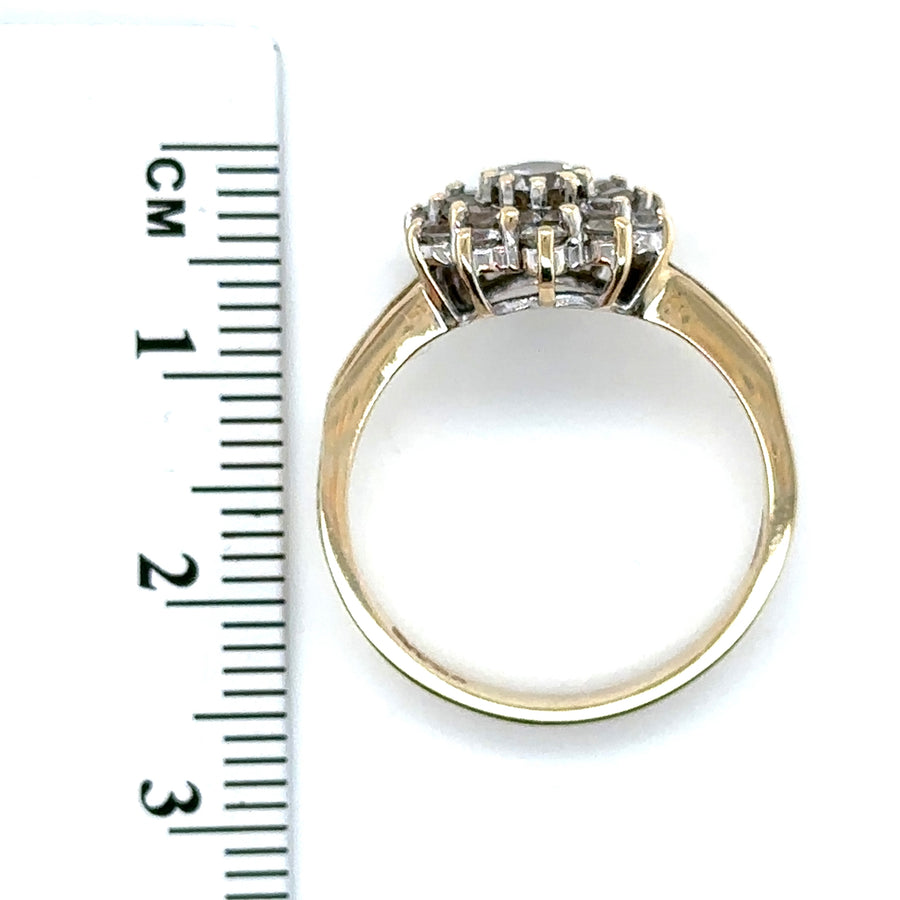 9ct Yellow Gold Cubic Zirconia Cluster Ring - Size P