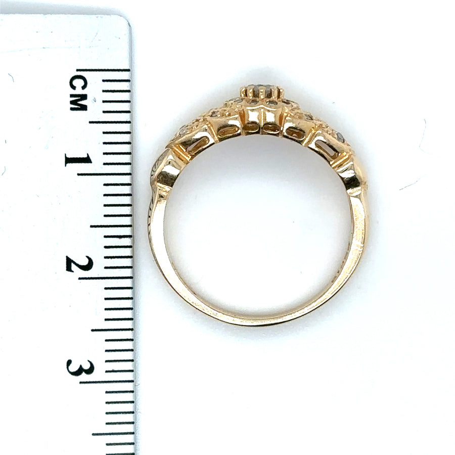 14ct Yellow Gold Diamond Set Fancy Ring (c. 0.25ct) - O 1/2
