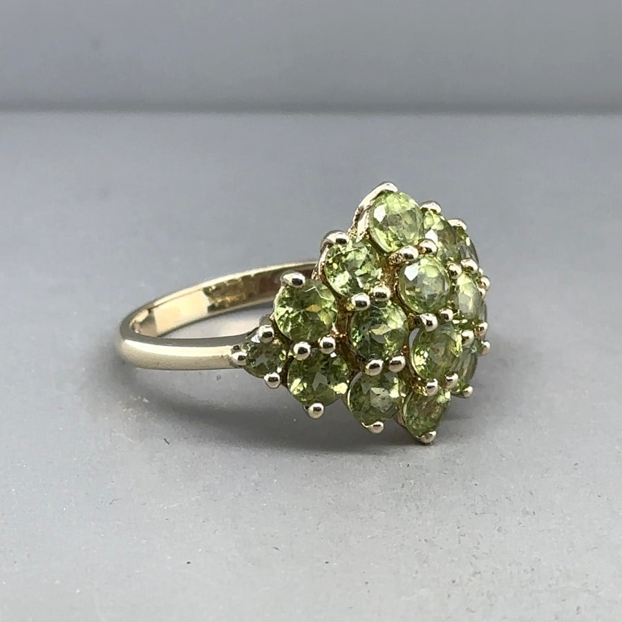 9ct Yellow Gold Green Amethyst Ring - Size S