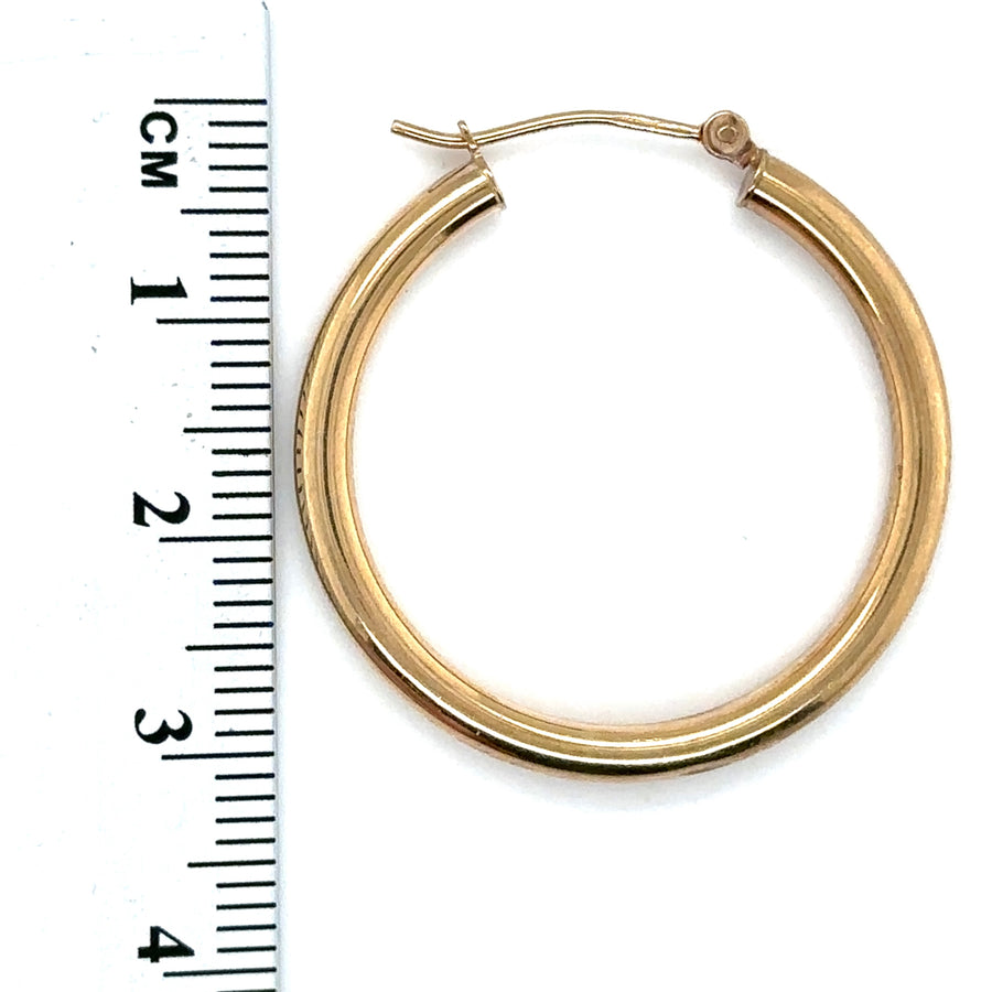 9ct Yellow Gold Plain Hoop Earrings