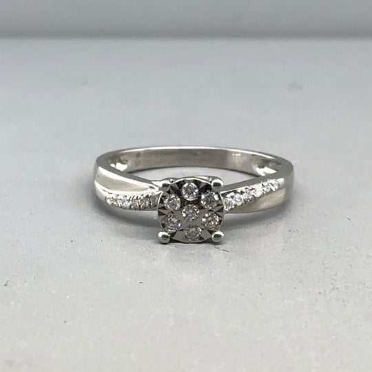 9ct White Gold Diamond Set Ring (c. 0.20ct) - Size L