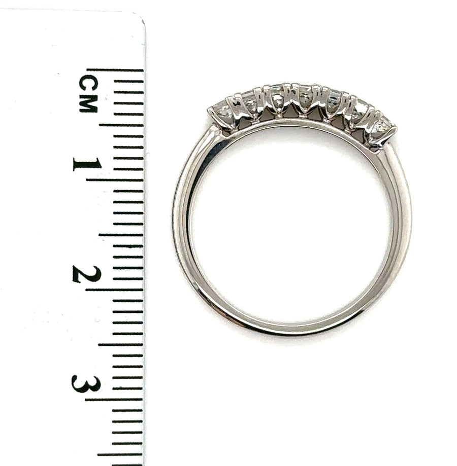 9ct White Gold Seven Stone Diamond Ring (c. 0.75ct) - Size O 1/2