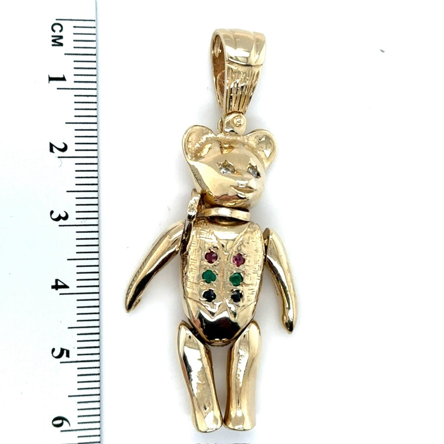 9ct Yellow Gold Cubic Zirconia Teddy Pendant