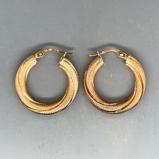 9ct Yellow Gold Twist Hoop Earrings