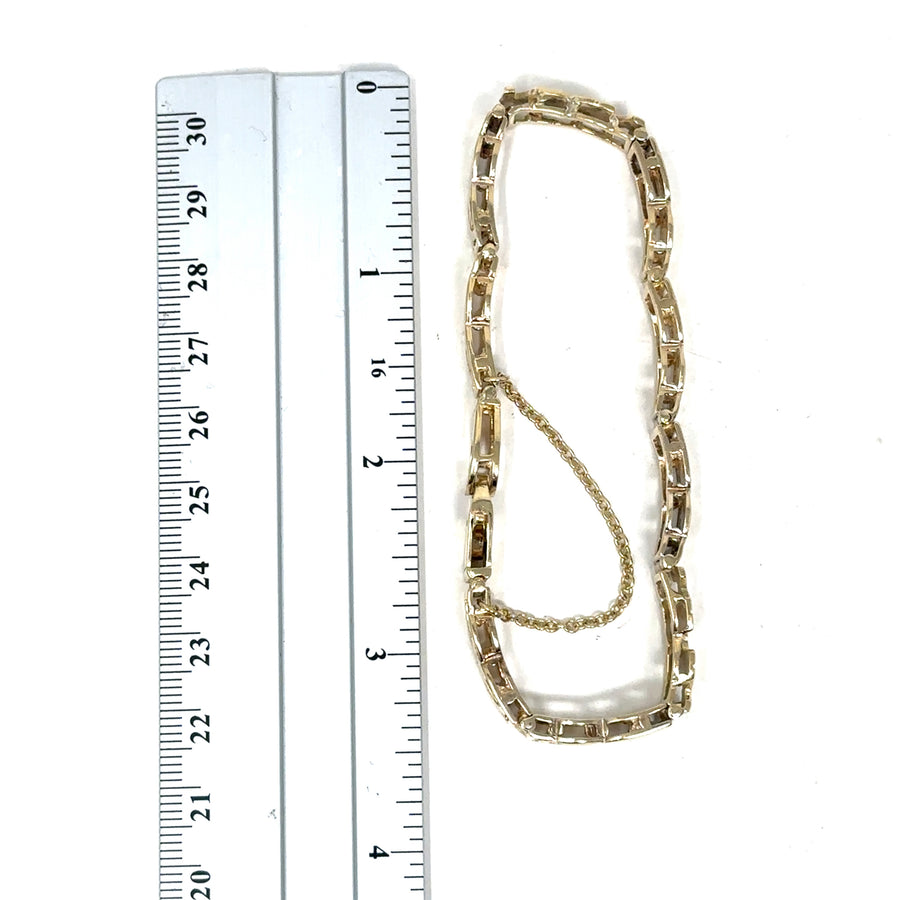 9ct Yellow Gold Fancy Link Mum and Nan Bracelet and Safety Chain
