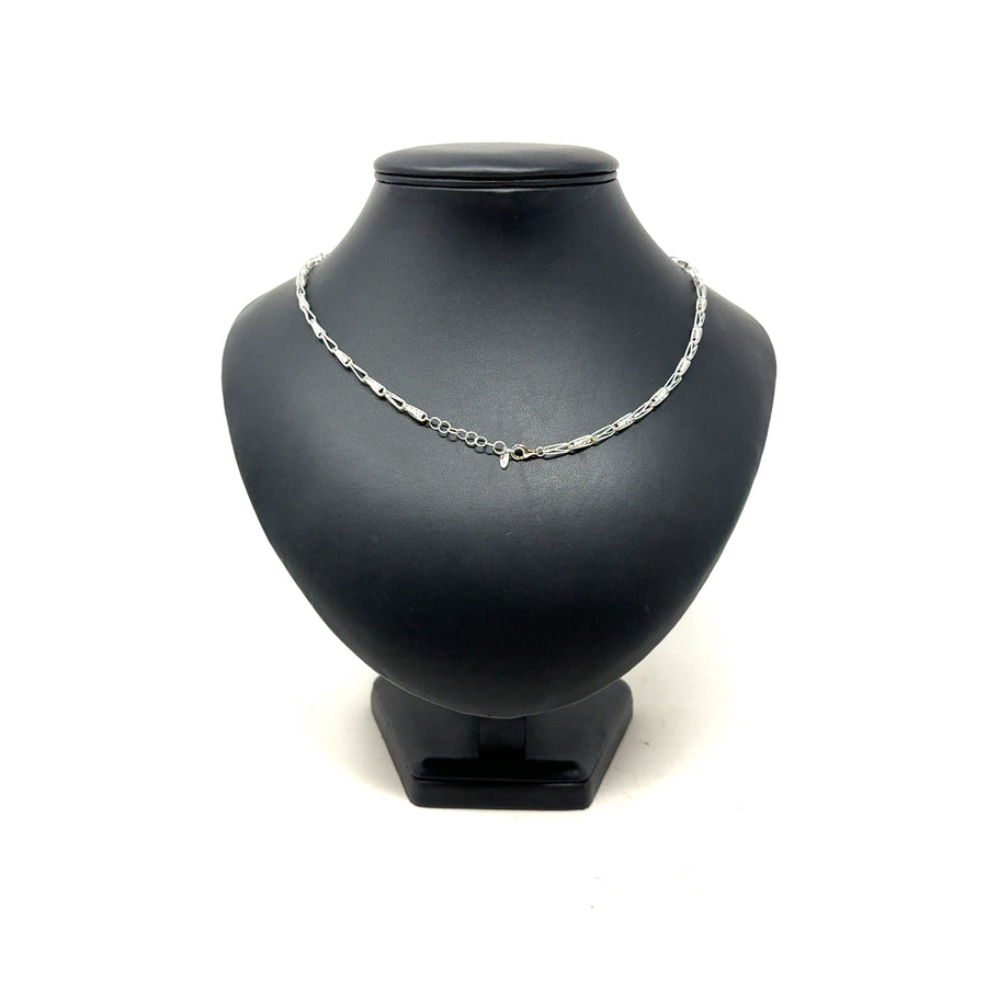 18ct White Gold Fancy Link Chain (18")