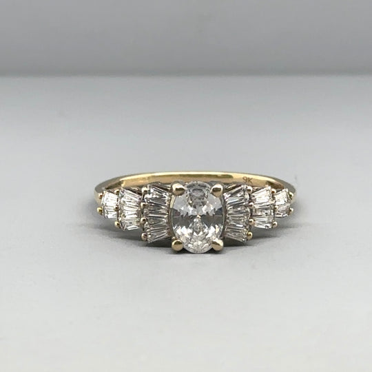 9ct Yellow Gold Cubic Zirconia Fancy Ring - Size P
