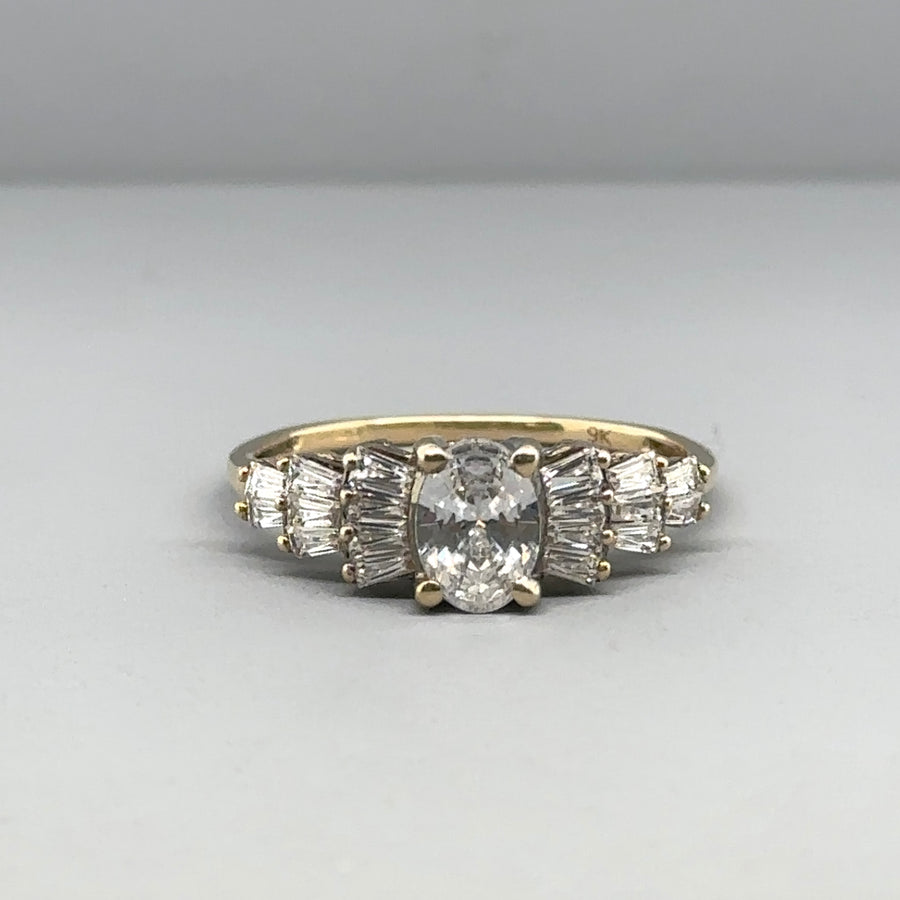 9ct Yellow Gold Cubic Zirconia Fancy Ring - Size P