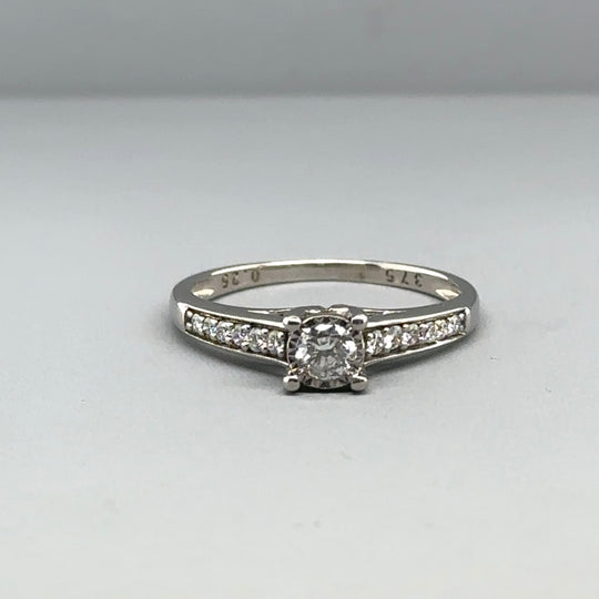 9ct White Gold Diamond Ring (c. 0.25ct) - Size J 1/2
