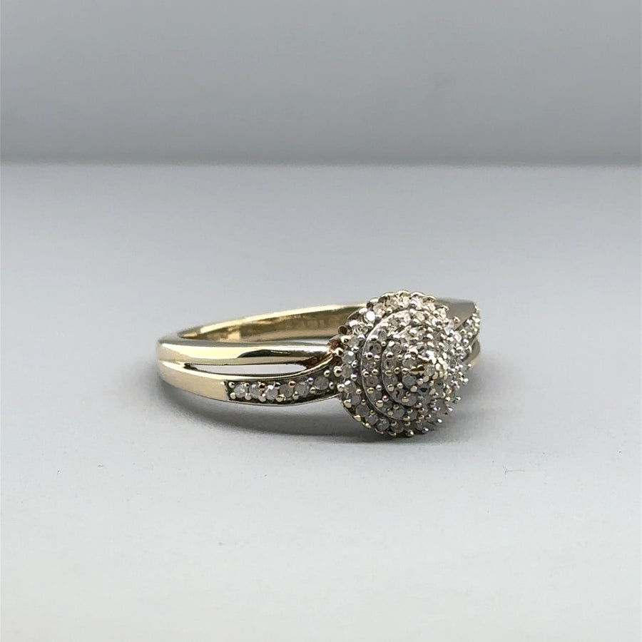 9ct Yellow Gold Diamond Cluster Ring (c. 0.25ct) - Size N 1/2