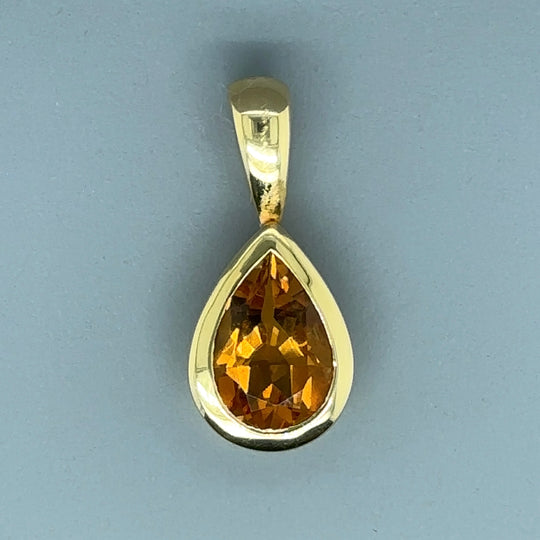18ct Yellow Gold Citrine Pear Drop Pendant