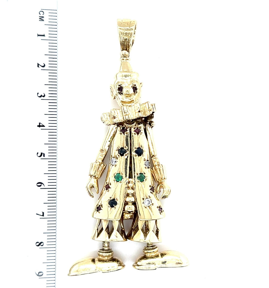9ct Yellow Gold Large Cubic Zirconia Clown Pendant