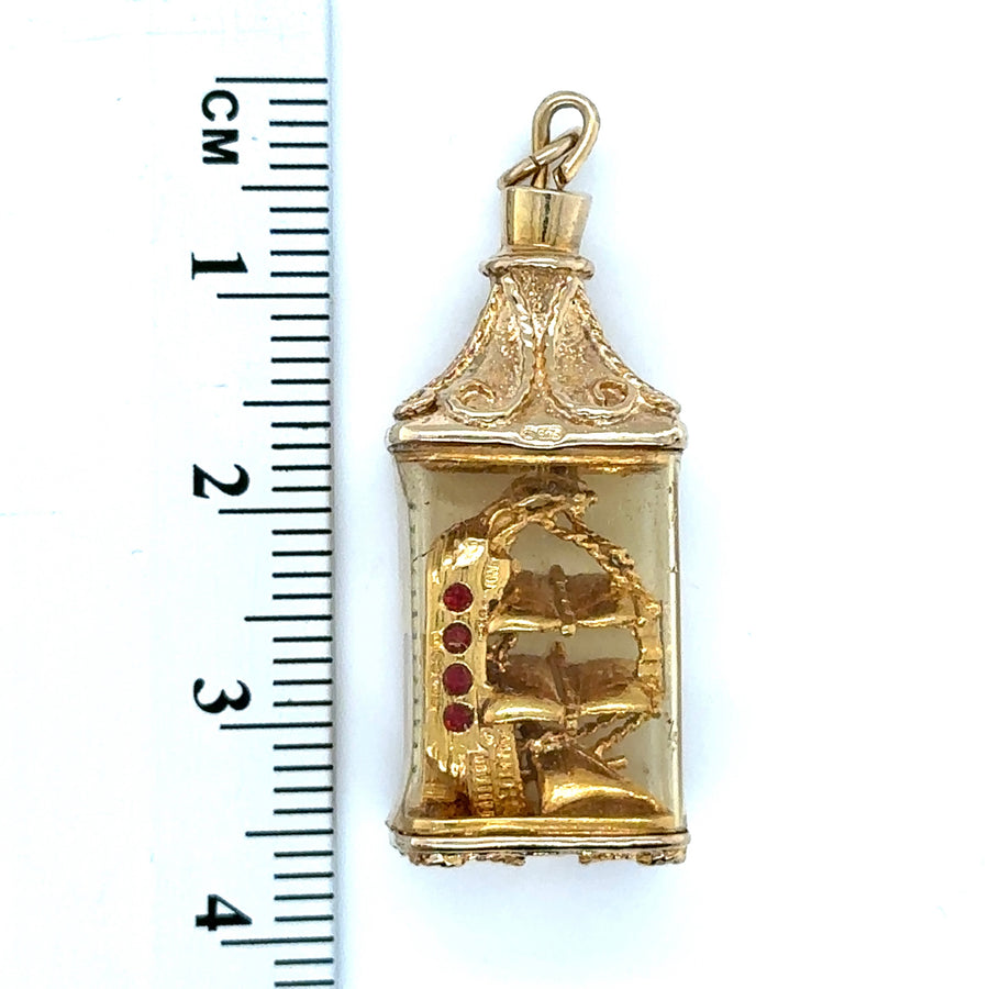 9ct Yellow Gold Ship In a Bottle Charm