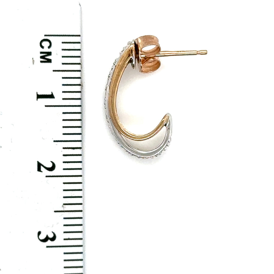 9ct Bi-Colour Diamond Set Earrings