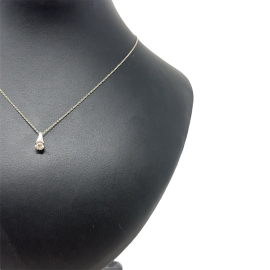 18ct White Gold Single Stone Diamond Pendant and Chain (17")