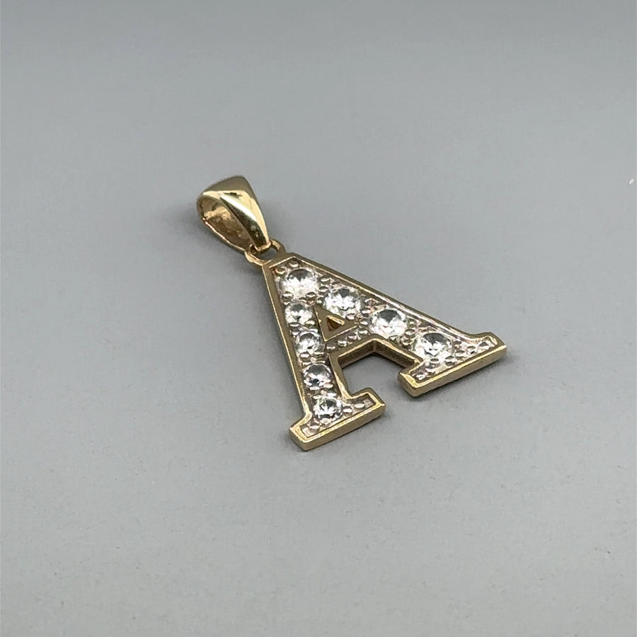 9ct Yellow Gold Cubic Zirconia Set Initial A Pendant