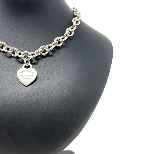 Sterling Silver Tiffany & Co Heart Necklace (18")