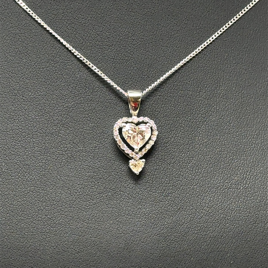 18ct White Gold Diamond Heart Pendant and Chain (c. 0.72ct) (19”)