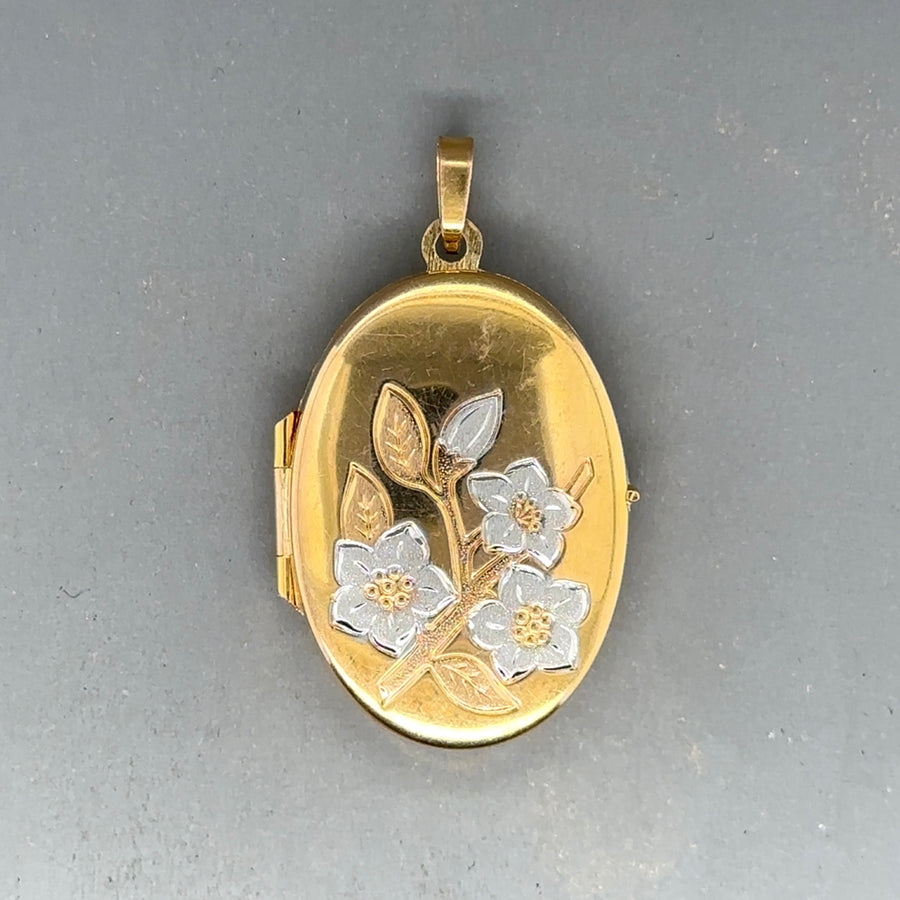 9ct Bi-Colour Floral Locket