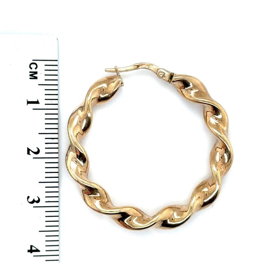 9ct Yellow Gold Twist Hoop Earrings