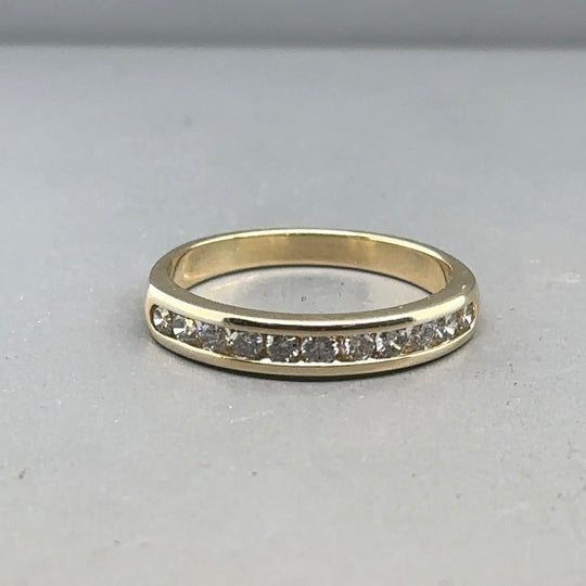 9ct Yellow Gold Diamond Half Eternity Ring (c. 0.22ct) - Size K 1/2