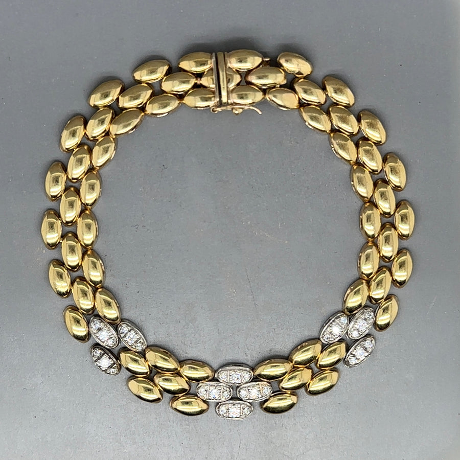 9ct Yellow Gold Cubic Zirconia Brick Link Bracelet