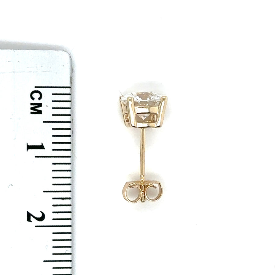 9ct Yellow Gold Single Stone Lab Grown Diamond Stud Earrings (c. 2.00ct) NEW!