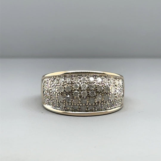 9ct Yellow Gold Diamond Ring (c. 1.00ct) - Size R 1/2