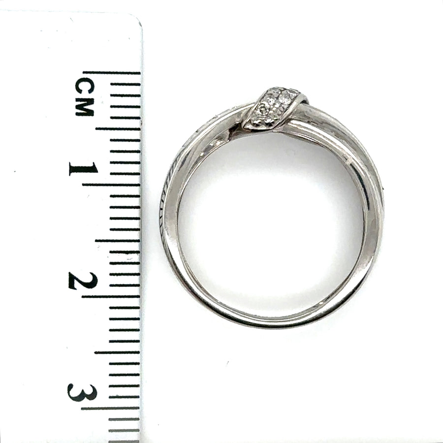 9ct White Gold Diamond Crossover Ring (c. 0.50ct) - Size K 1/2