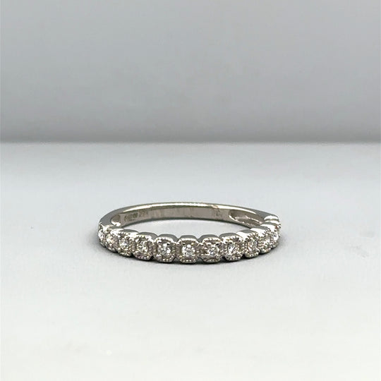9ct White Gold Diamond Half Eternity Ring - Size L 1/2
