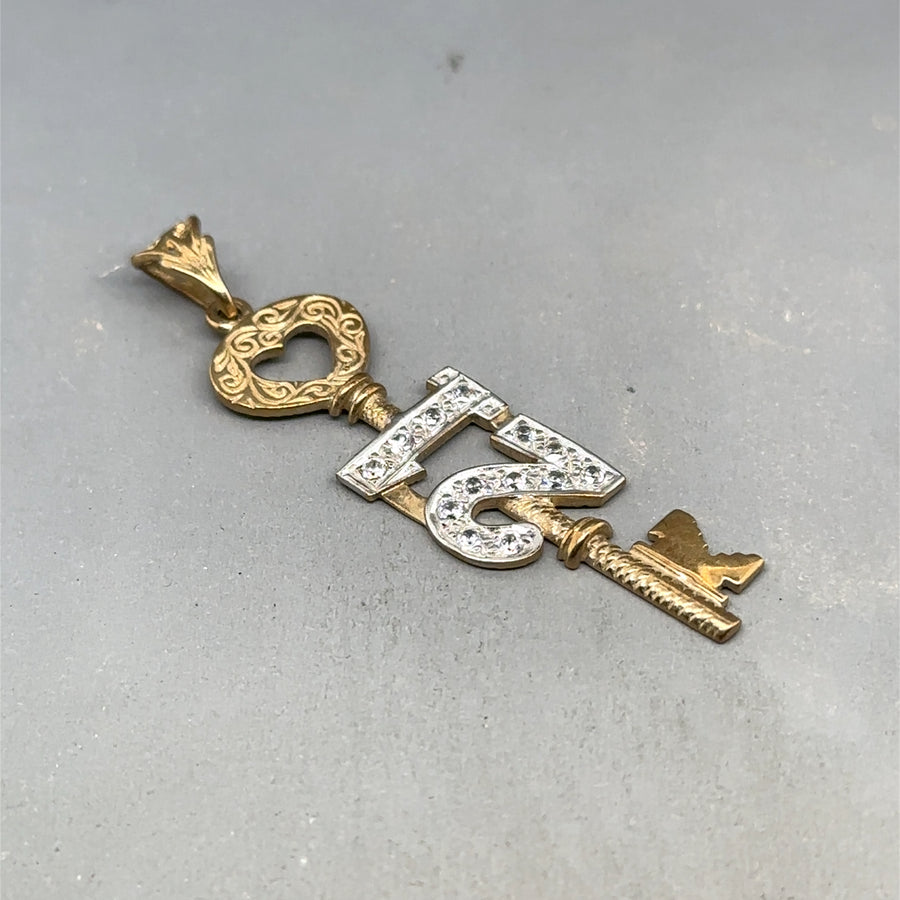 9ct Yellow Gold Cubic Zirconia 21 Key Pendant