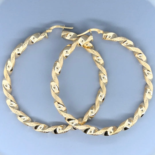 9ct Yellow Gold Twist Hoop Earrings