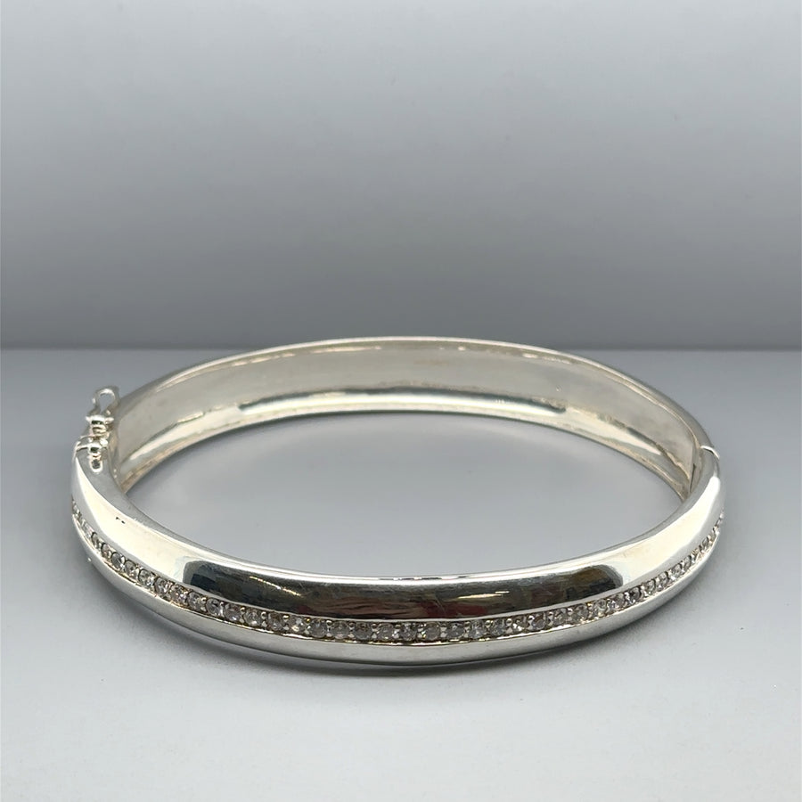 Sterling Silver Cubic Zirconia Set Bangle