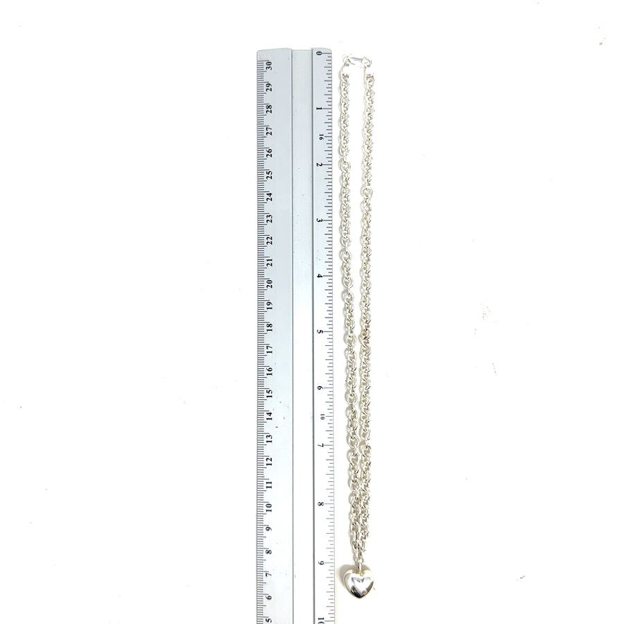 Sterling Silver Heart Charm and Belcher Chain (19")