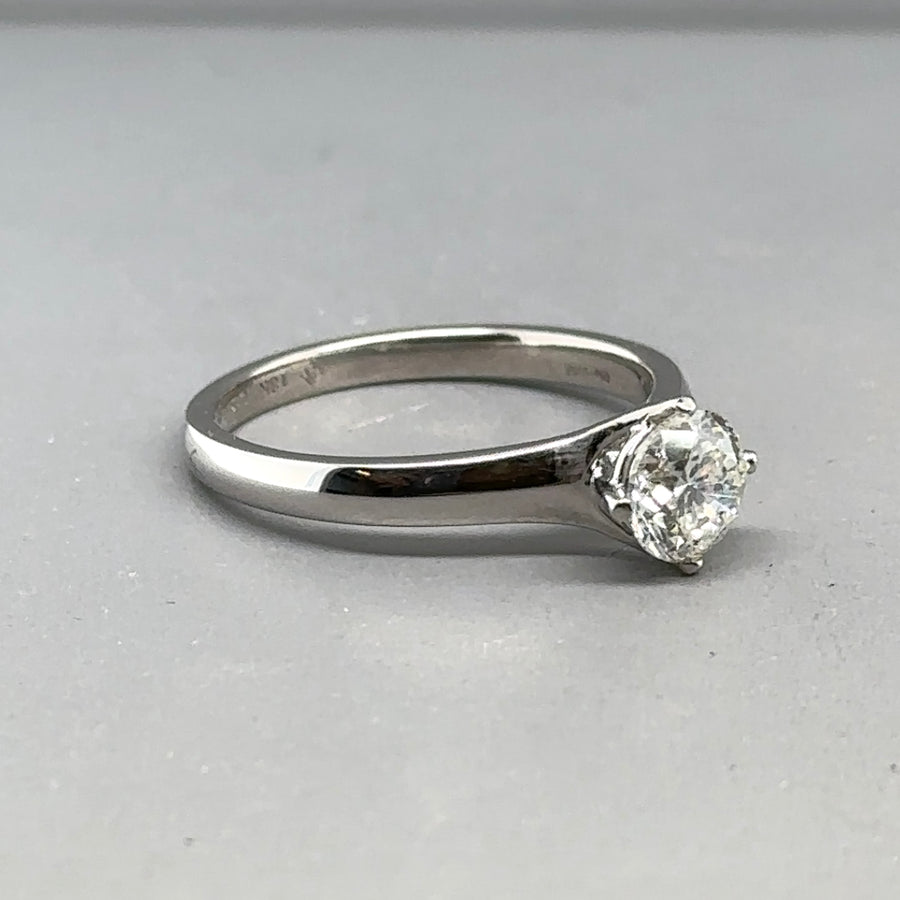 18ct White Gold Single Stone Diamond Ring (c. 0.65ct) - Size J 1/2
