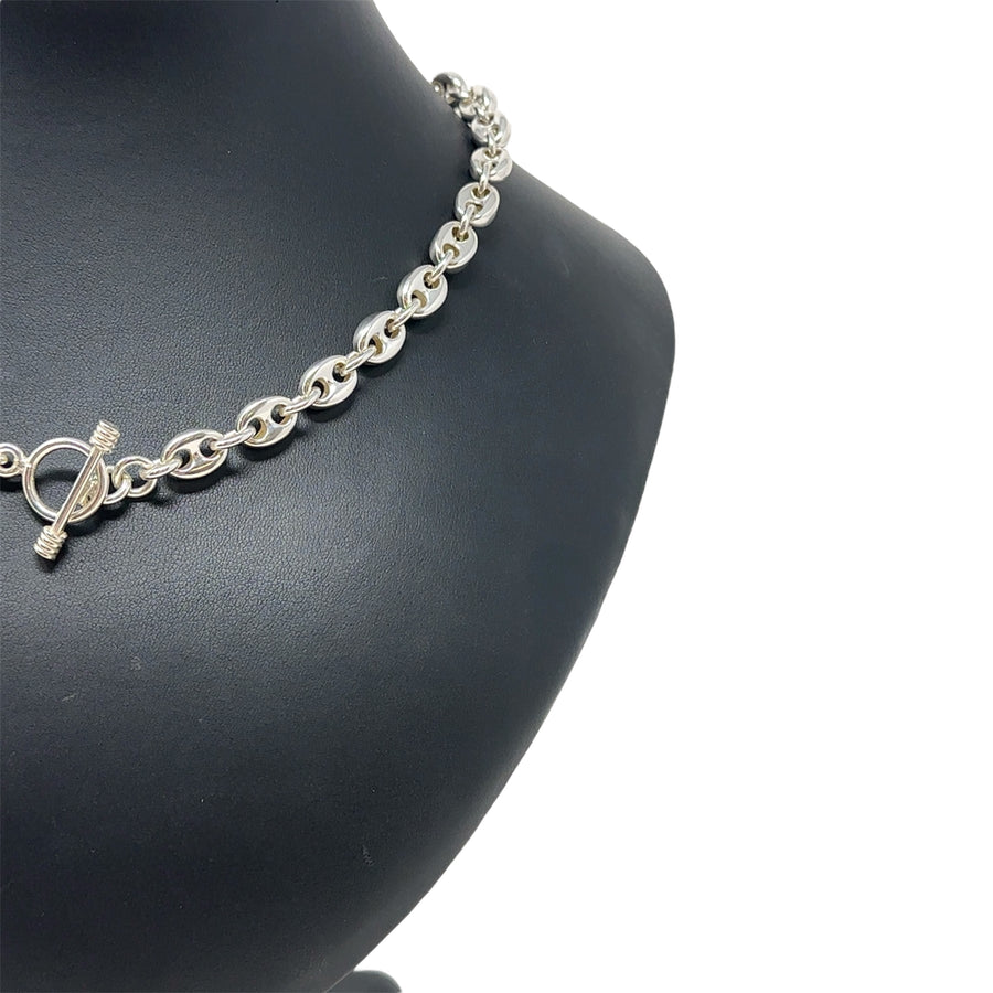 Sterling Silver Puff Marine Link Chain (17") NEW!