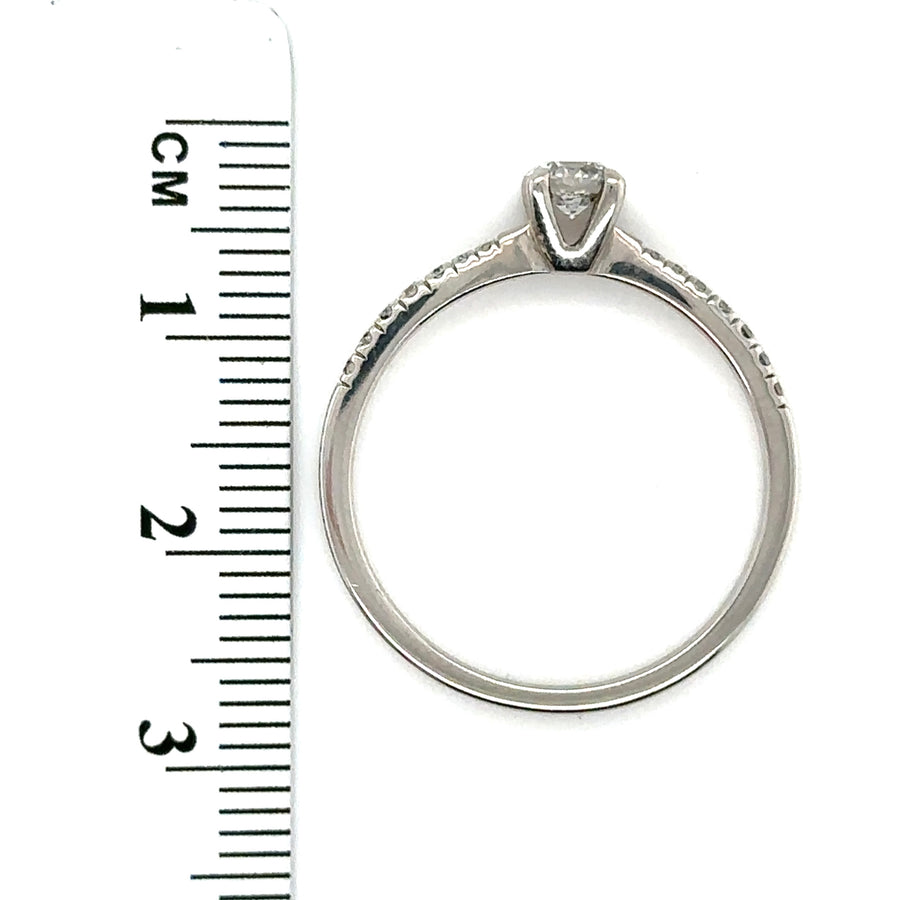 9ct White Gold Diamond Ring (c. 0.40 - 0.45ct) - Size R 1/2