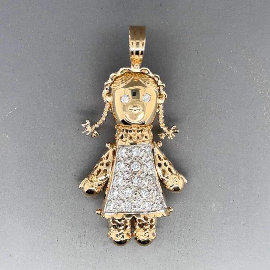 9ct Yellow Gold Cubic Zirconia Dolly Pendant