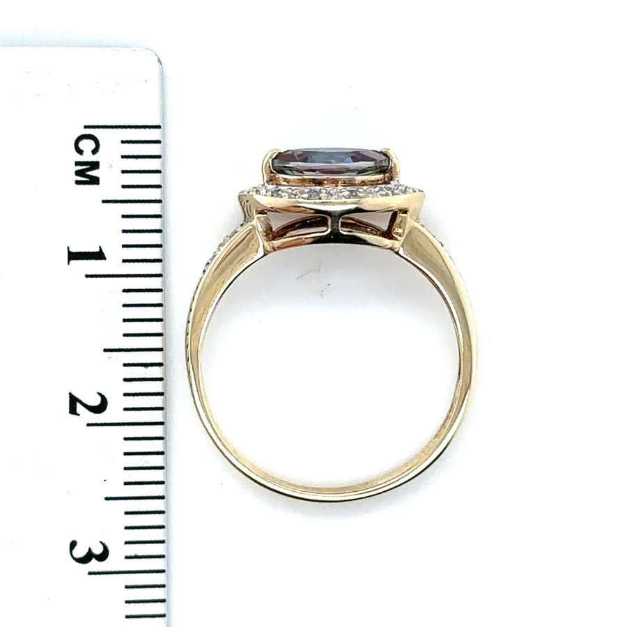 9ct Yellow Gold Ruby and Diamond Ring (c. 0.25ct) - Size J