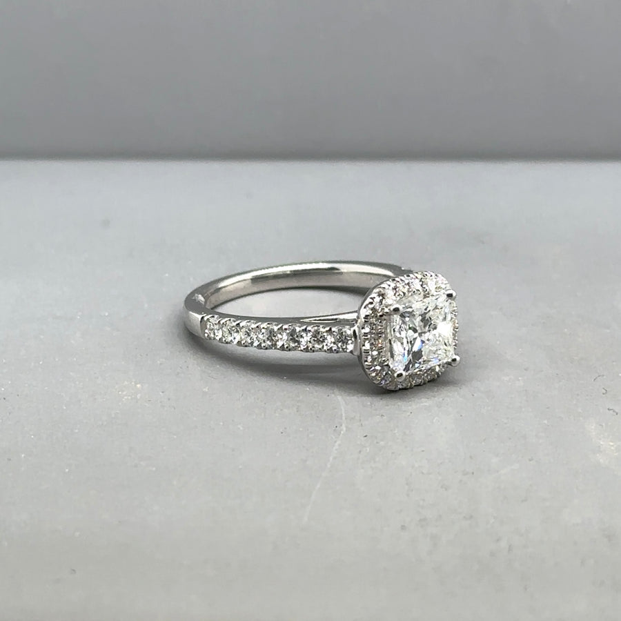 9ct White Gold Lab Grown Diamond Halo Ring (c. 1.52ct) - Size L - NEW!