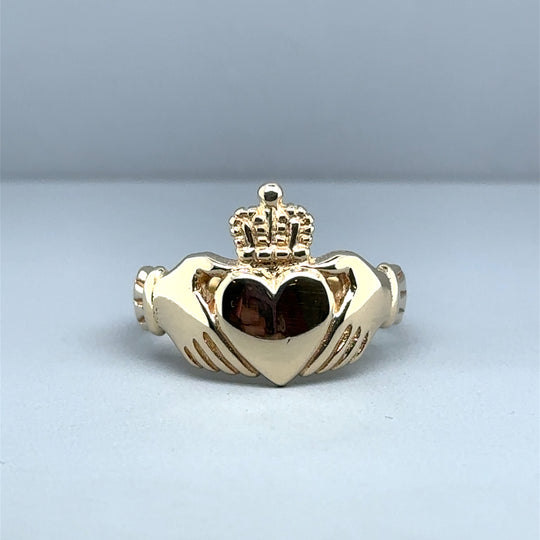 9ct Yellow Gold Claddagh Ring - Size M 1/2