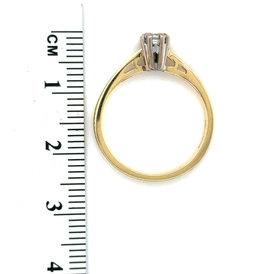 18ct Yellow Gold Single Stone Diamond Ring (c. 0.25ct) - Size M