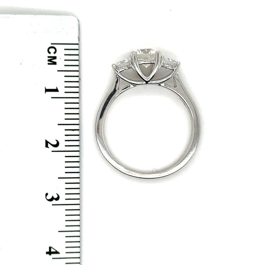9ct White Gold Lab Grown Diamond Trilogy Ring (c. 1.00ct) - Size L - NEW!
