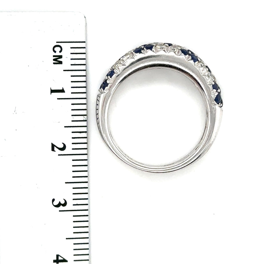 14ct White Gold Diamond and Sapphire Ring (c. 0.40ct) - Size N
