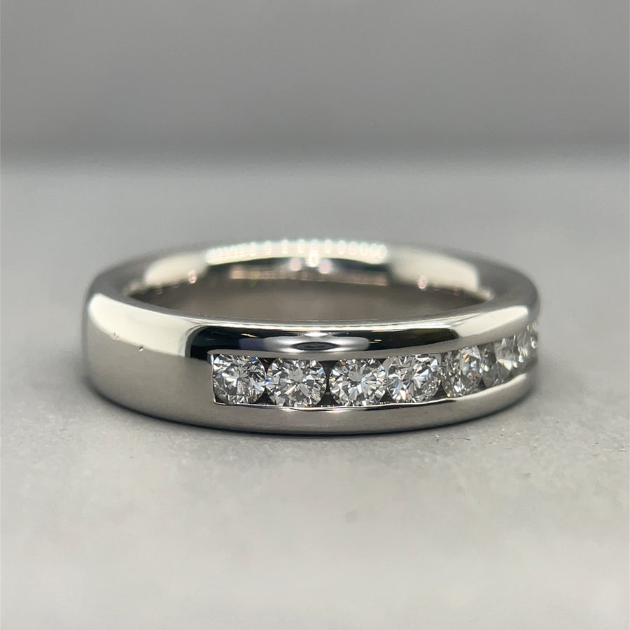 18ct White Gold Diamond Half Eternity Ring (c. 0.45ct) - Size K 1/2