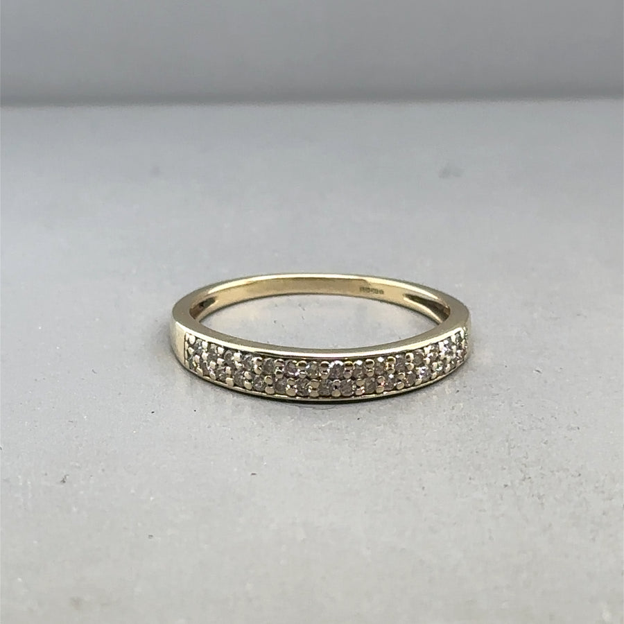 9ct Yellow Gold Diamond Set Ring (c. 0.15 - 0.20ct) - Size P 1/2