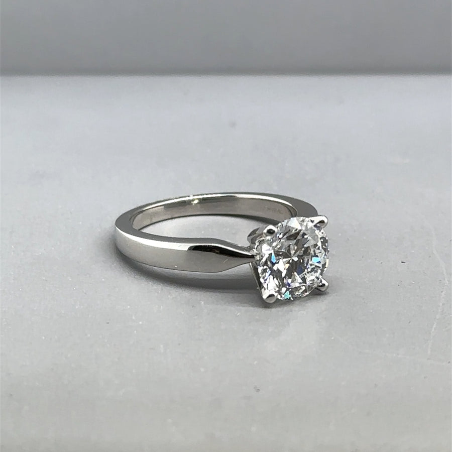Platinum Single Stone Lab Grown Diamond Ring (c. 2.00ct) - Size K 1/2 NEW!