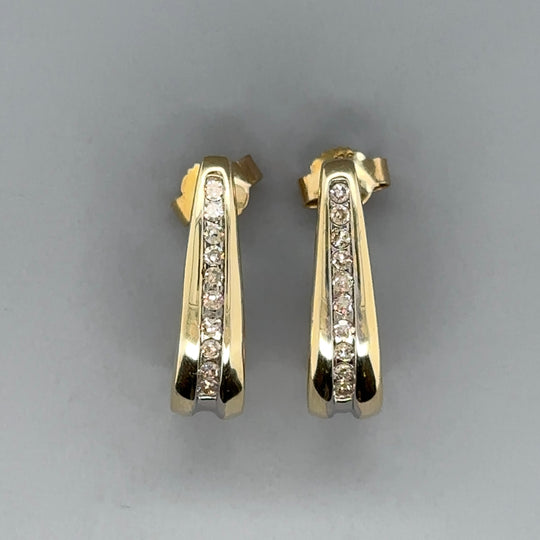 9ct Bi-Colour Diamond Set Earrings (c. 0.15 - 0.20ct)